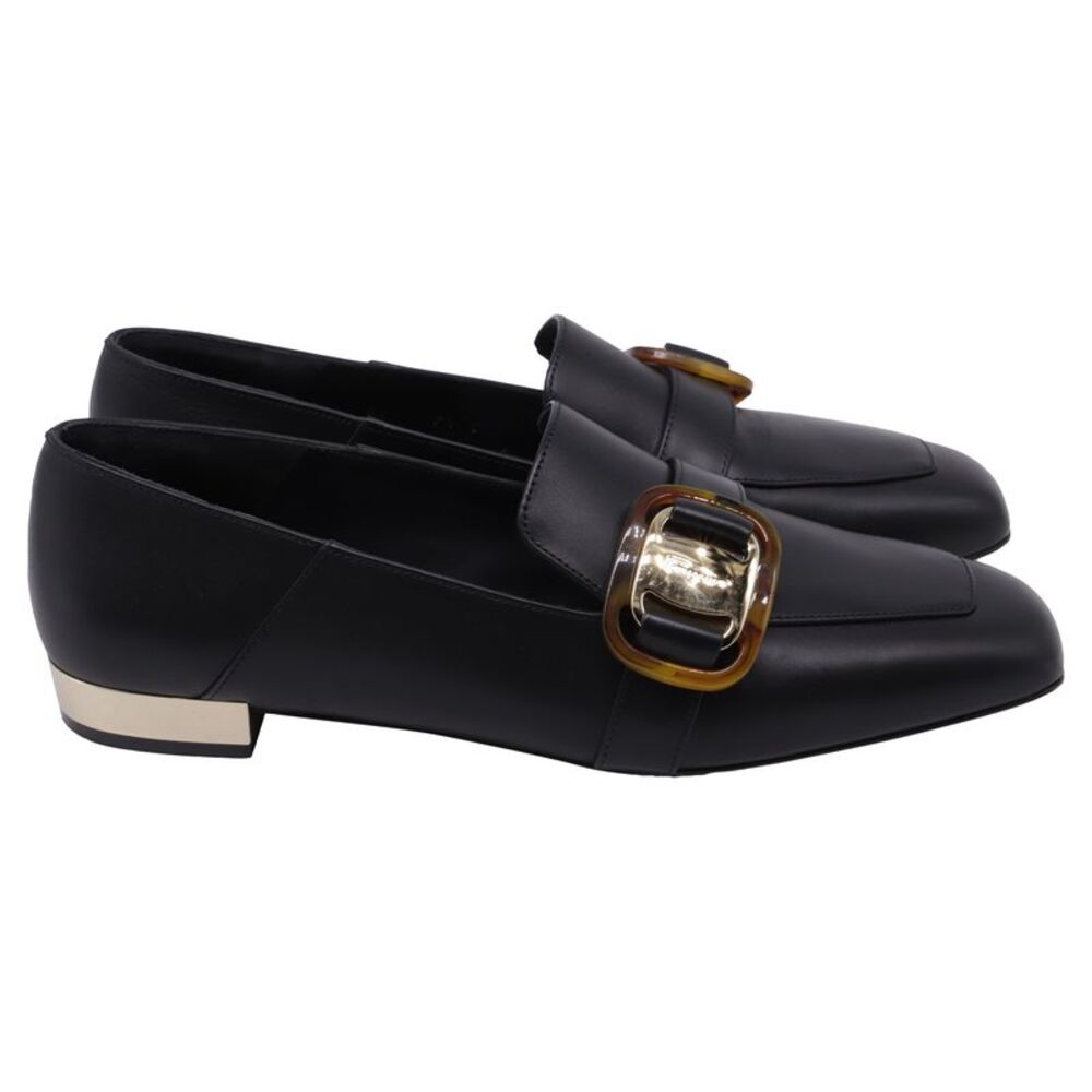 Ferragamo Wang Logo-Buckled Loafers in Black Leather